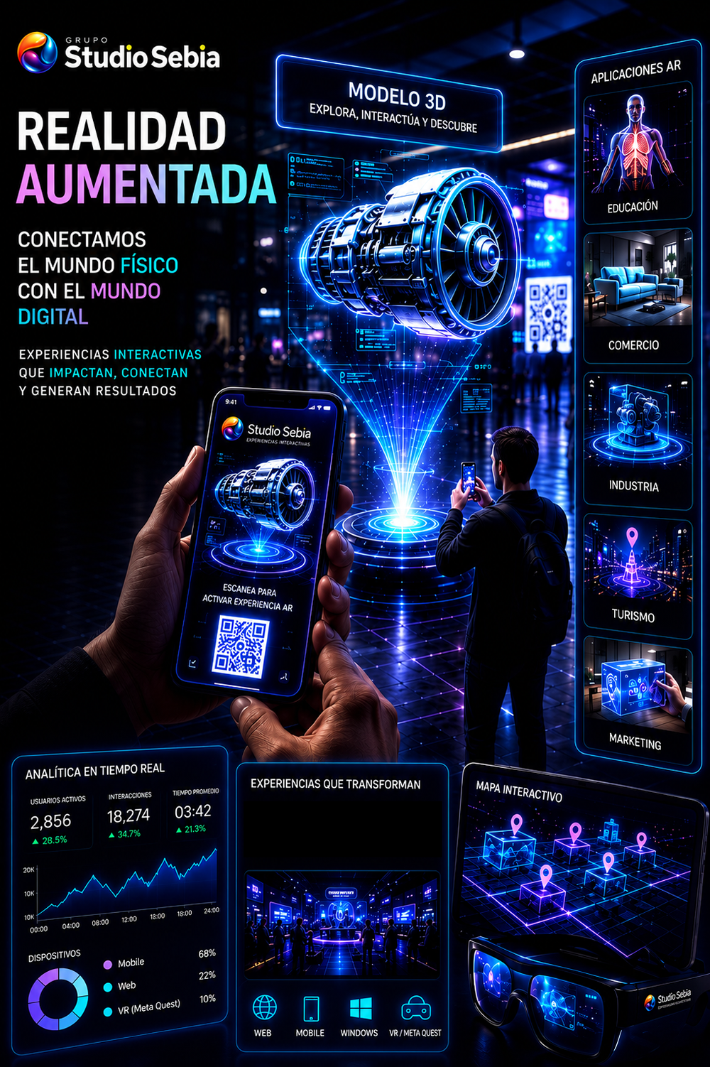 Experiencias de realidad aumentada interactiva para empresas y eventos