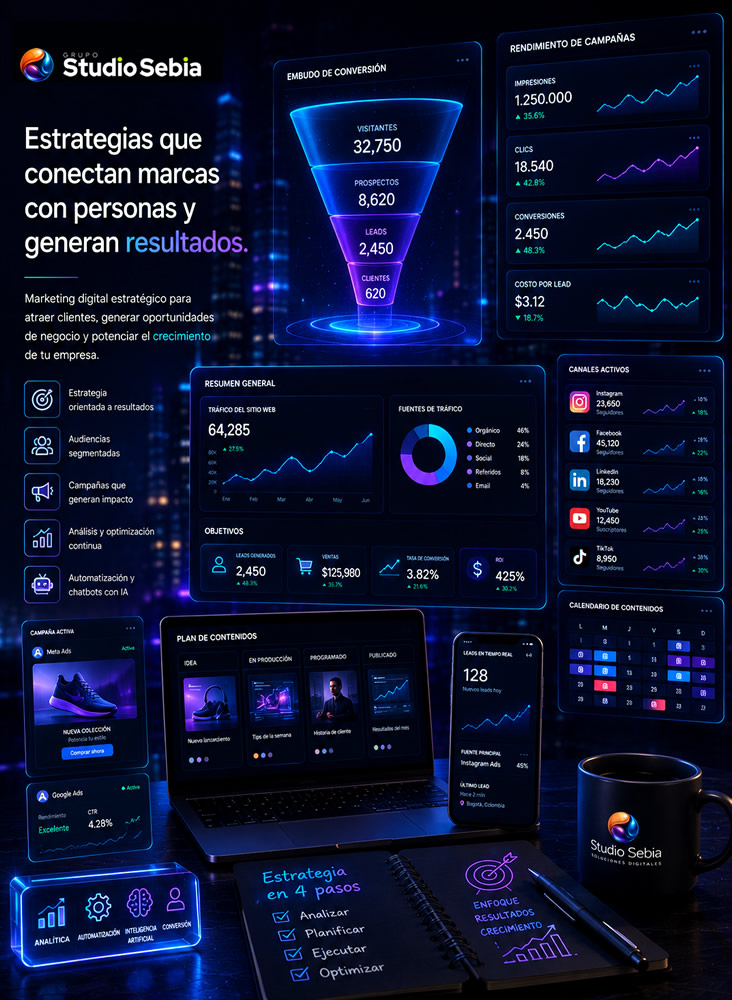 Estrategias de marketing digital para crecimiento, generación de leads y conversión