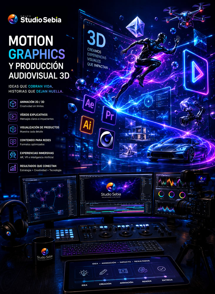 Producción audiovisual 3D y motion graphics para empresas y experiencias digitales