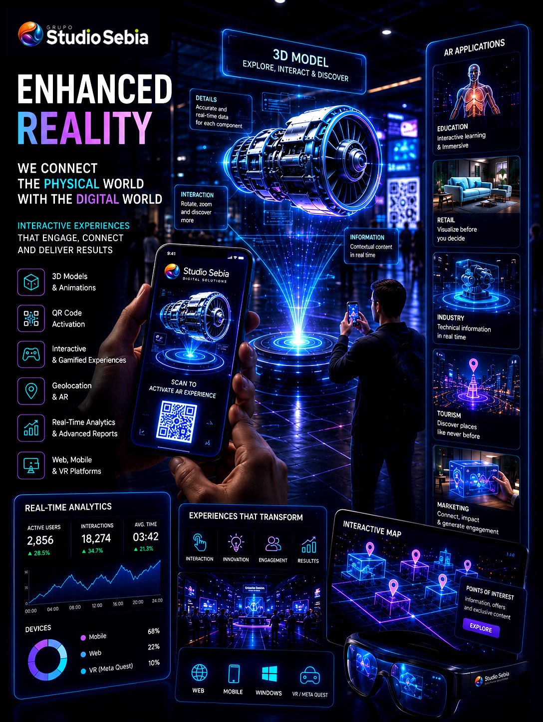 Interactive augmented reality experiences for businesses and events