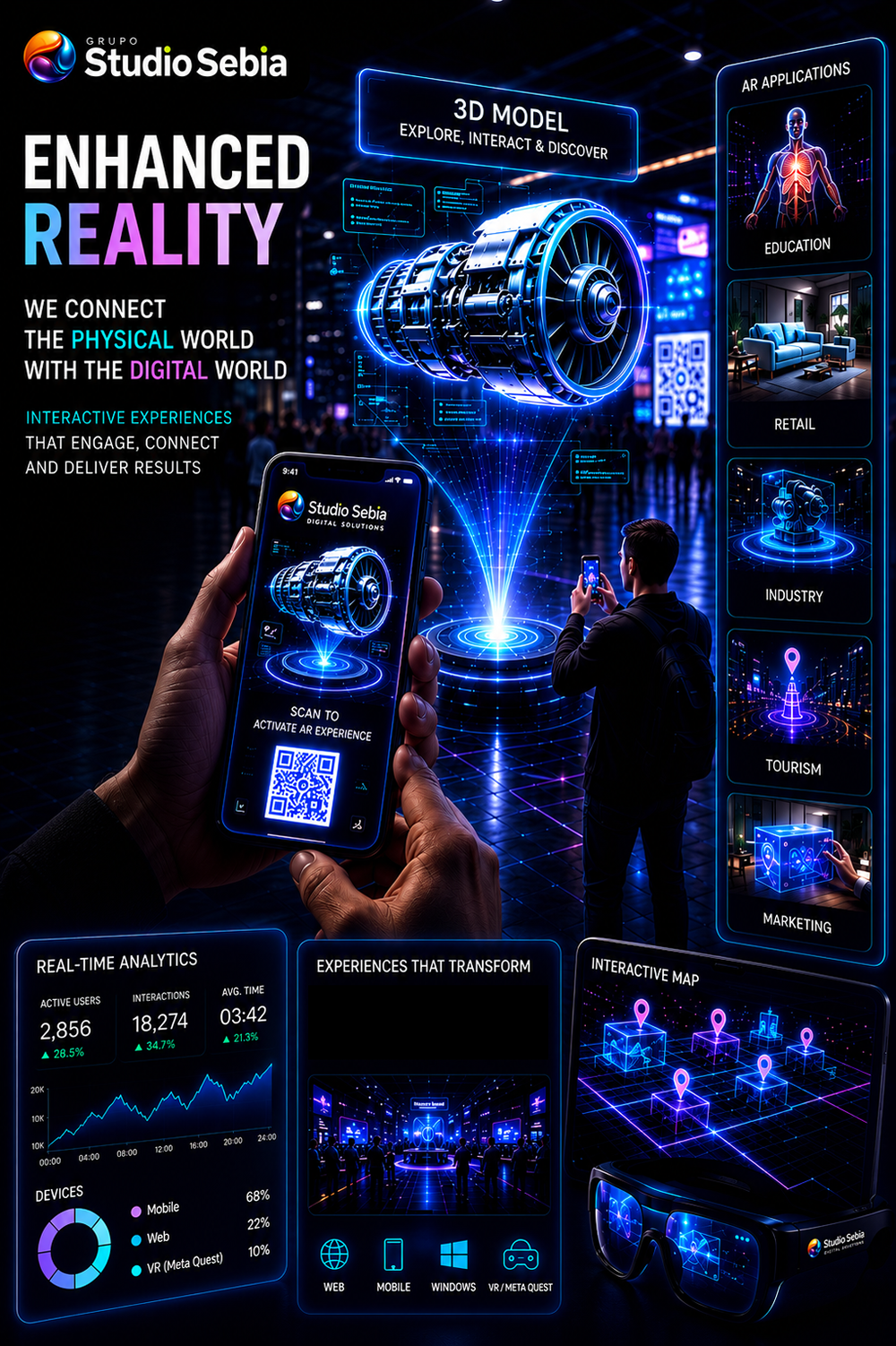 Interactive augmented reality experiences for businesses and events